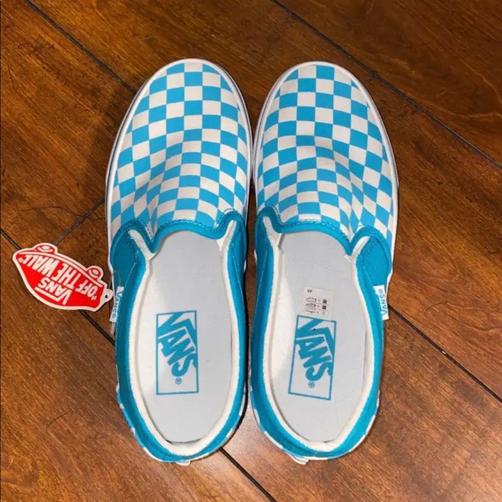 Blue checkered Vans size 8.5 womens
